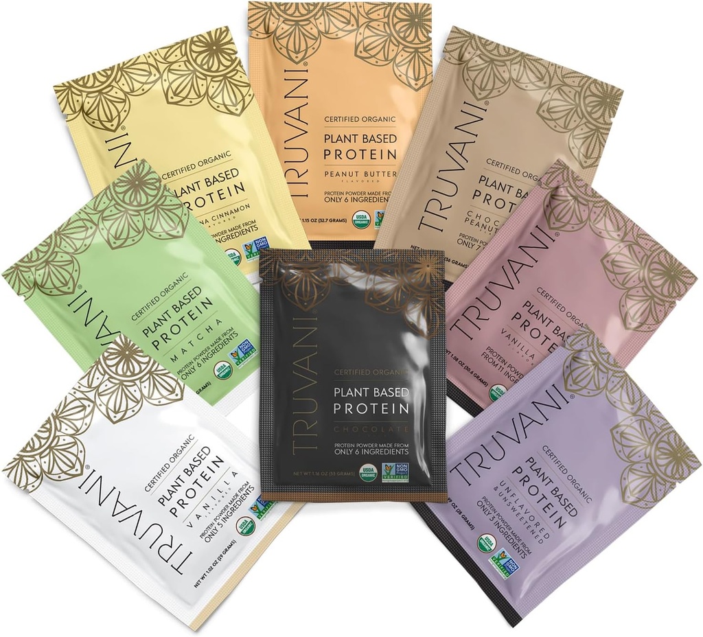 Truvani Vegan Pea Protein Powder | Sample Pack | 20g Organic Plant Based Protein | 8 Single Serving Packets | Keto | Gluten & Dairy Free | Low Carb | No Added Sugar 2