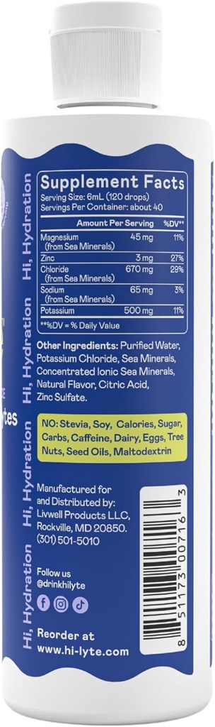 Hi-Lyte Keto & Performance K500 Electrolytes Unflavored Liquid Mix, 30 Servings 4
