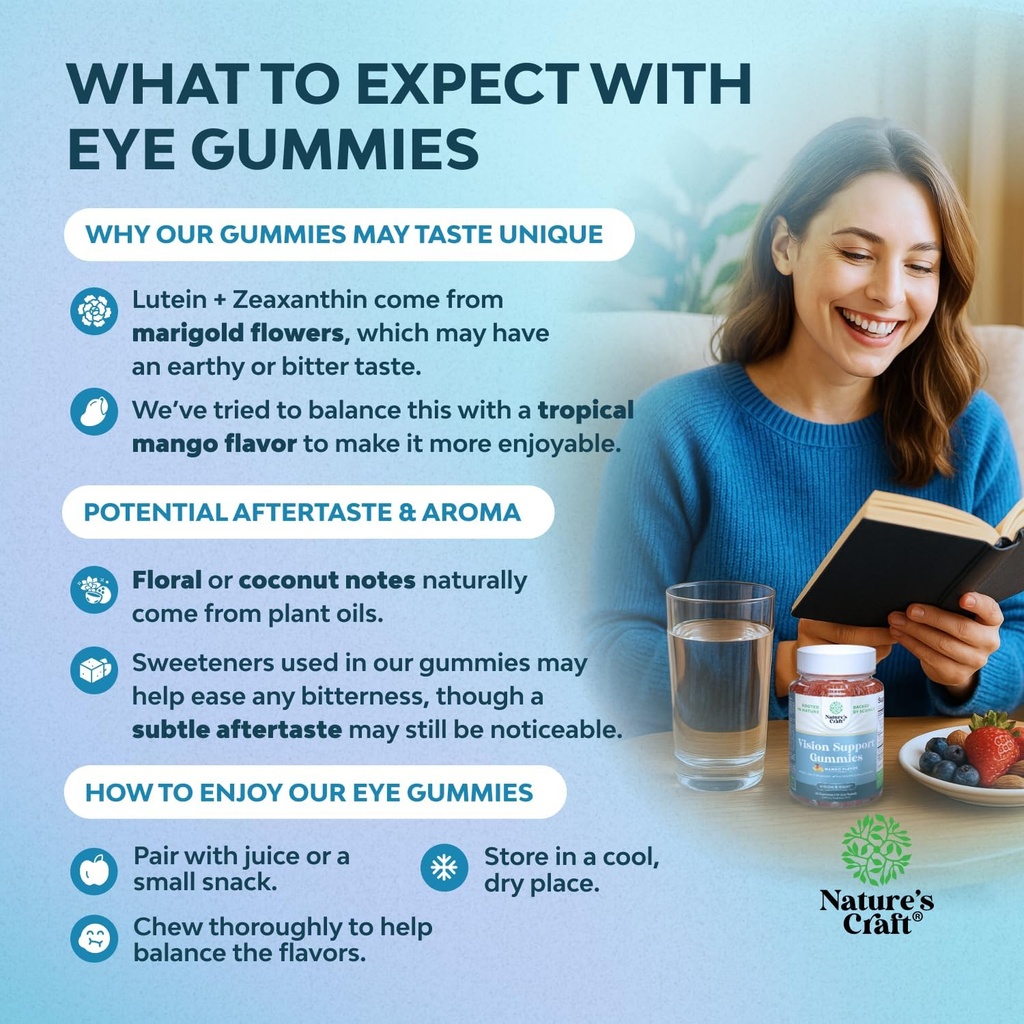 Vision Support Gummies for Adults - Lutein and Zeaxanthin Supplements for Eye Health - Potent Lutein Eye Vitamins for Blue Light Protection Dryness Strain Support & Visual Sharpness - 60 Count 5