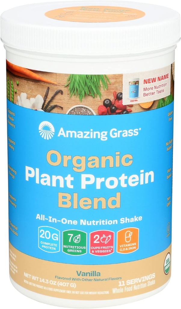 Amazing Grass Organic Plant Protein Blend: Vegan Protein Powder, New Protein Superfood Formula, All-In-One Nutrition Shake with Beet Root, Pure Vanilla, 20 Servings 2