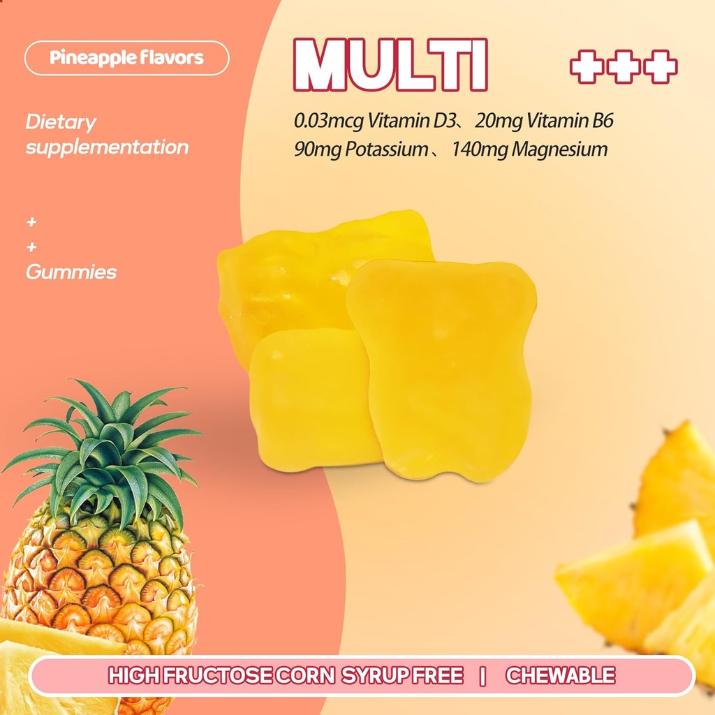 FaroromyPotassium Magnesium Gummies, Sugar-Free Magnesium Glycinate Supplement, Supports Leg Comfort, Muscle Function & Heart Health, Non-GMO, Pineapple Flavor, 60 Count 4