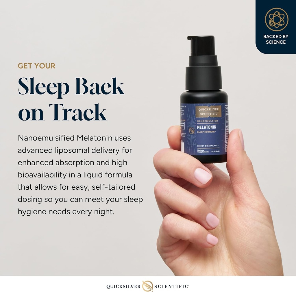 Quicksilver Scientific Liposomal Melatonin - Bedtime, Jet Lag & Immune Support Liquid for Adults - Efficient, Superior Absorption 1mg Melatonin to Minimize Morning Drowsiness (30 ml) 4