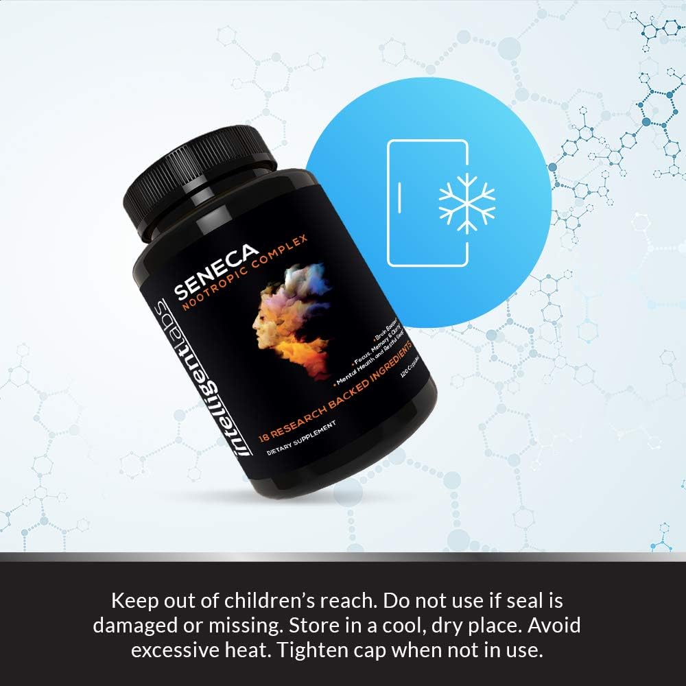 Intelligent Labs Seneca Nootropic Brain Support Supplement | Focus, Memory & Clarity | 18 Brain-Boosting Ingredients | B-Complex Vitamins, Lion’s Mane & Ashwagandha | Caffeine & Stimulant Free 5