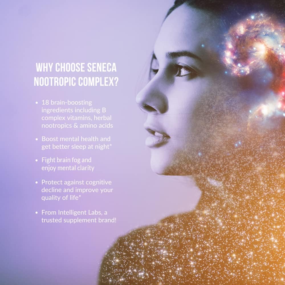 Intelligent Labs Seneca Nootropic Brain Support Supplement | Focus, Memory & Clarity | 18 Brain-Boosting Ingredients | B-Complex Vitamins, Lion’s Mane & Ashwagandha | Caffeine & Stimulant Free 6