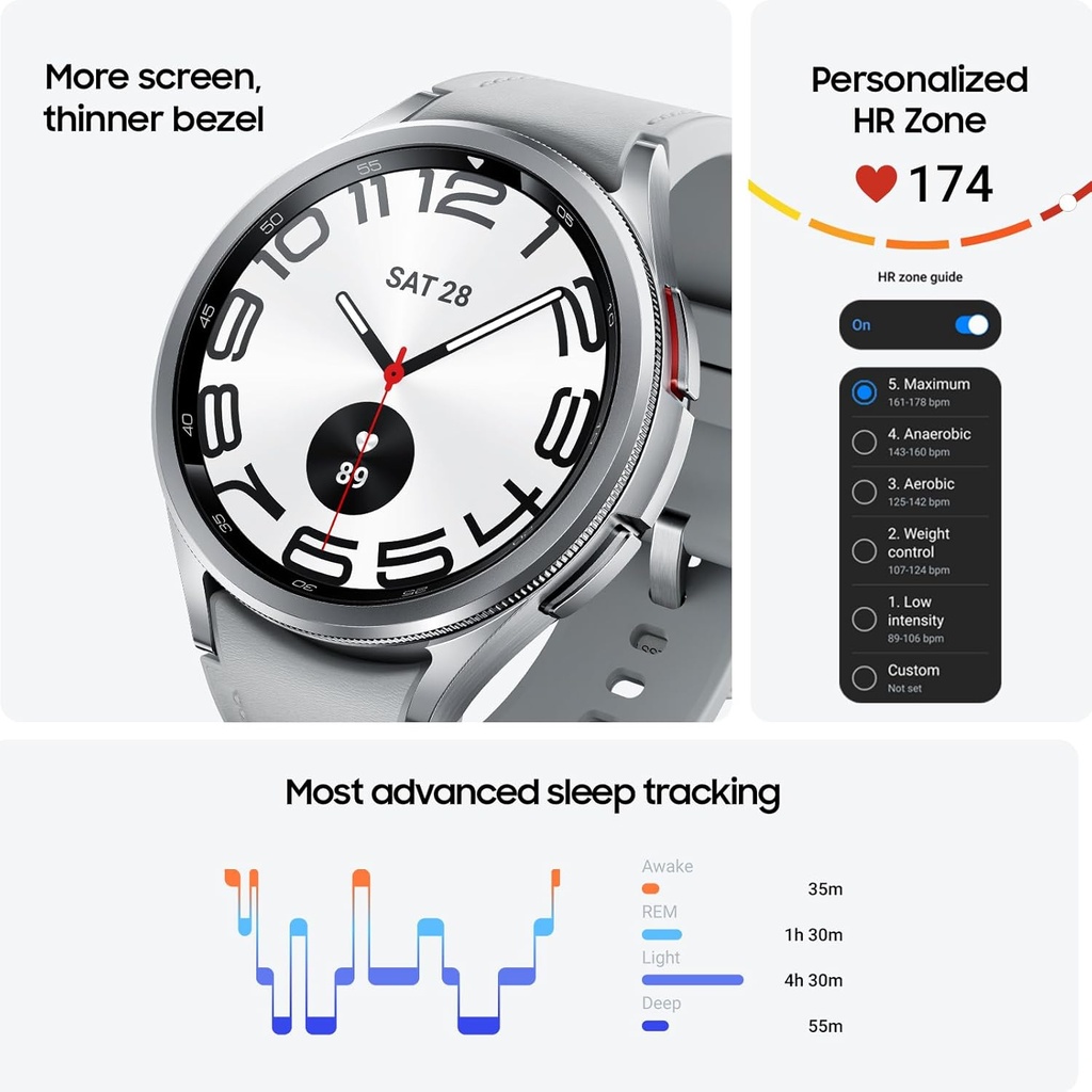 Samsung Galaxy Watch 6 Classic 43mm Bluetooth Smartwatch, Rotating Bezel, Fitness Tracker, Personalized HR Zones, Advanced Sleep Coaching, Heart Monitor, BIA Sensor, Health Insights, US Version, Black 3