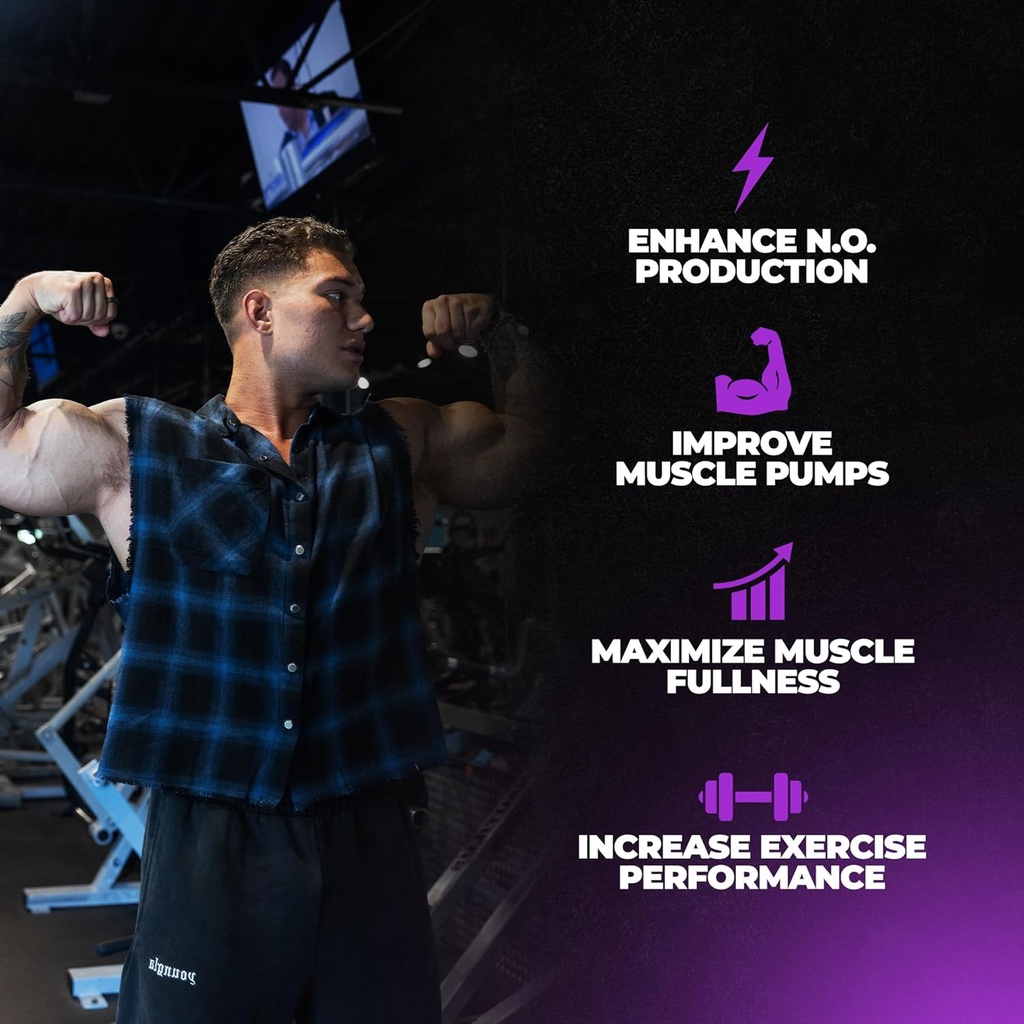 Huge Supplements Magnify Pump Pills & Nitric Oxide Booster, Enhance Muscle Pumps, Fullness & Vascularity, Science-Backed Ingredients - NO3-T Nitrates, Agmatine Sulfate, VasoDrive-AP (180 Capsules) 4