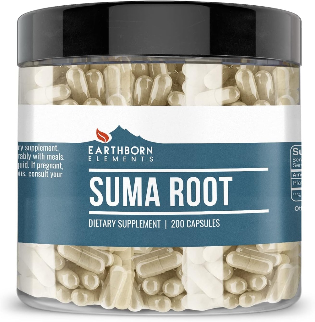 Earthborn Elements Suma Root 200 Capsules, Pure & Undiluted, No Additives 2