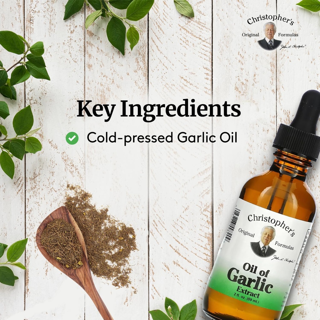 Christopher's Original Formulas Oil of Garlic Extract 2 Ounces - Pack of 2 - Premium Herbal Supplement - Cold-Pressed & Pure Liquid Garlic Oil | Versatile Use 4