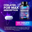 Magnesium Glycinate 250mg - High Absorption Chelated Magnesium Supplement - 100% Pure Magnesium Glycinate - Stress, Sleep, Heart, and Muscle Health Support - Non-GMO, Vegan, Gluten-Free (120 Tablets) 5