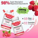 Magnesium Glycinate Gummies, High Absorption Magnesium Glycinate Supplements for Relaxation, Magnesium Chews for Adults and Kids, Raspberry Flavor 120 Count 5