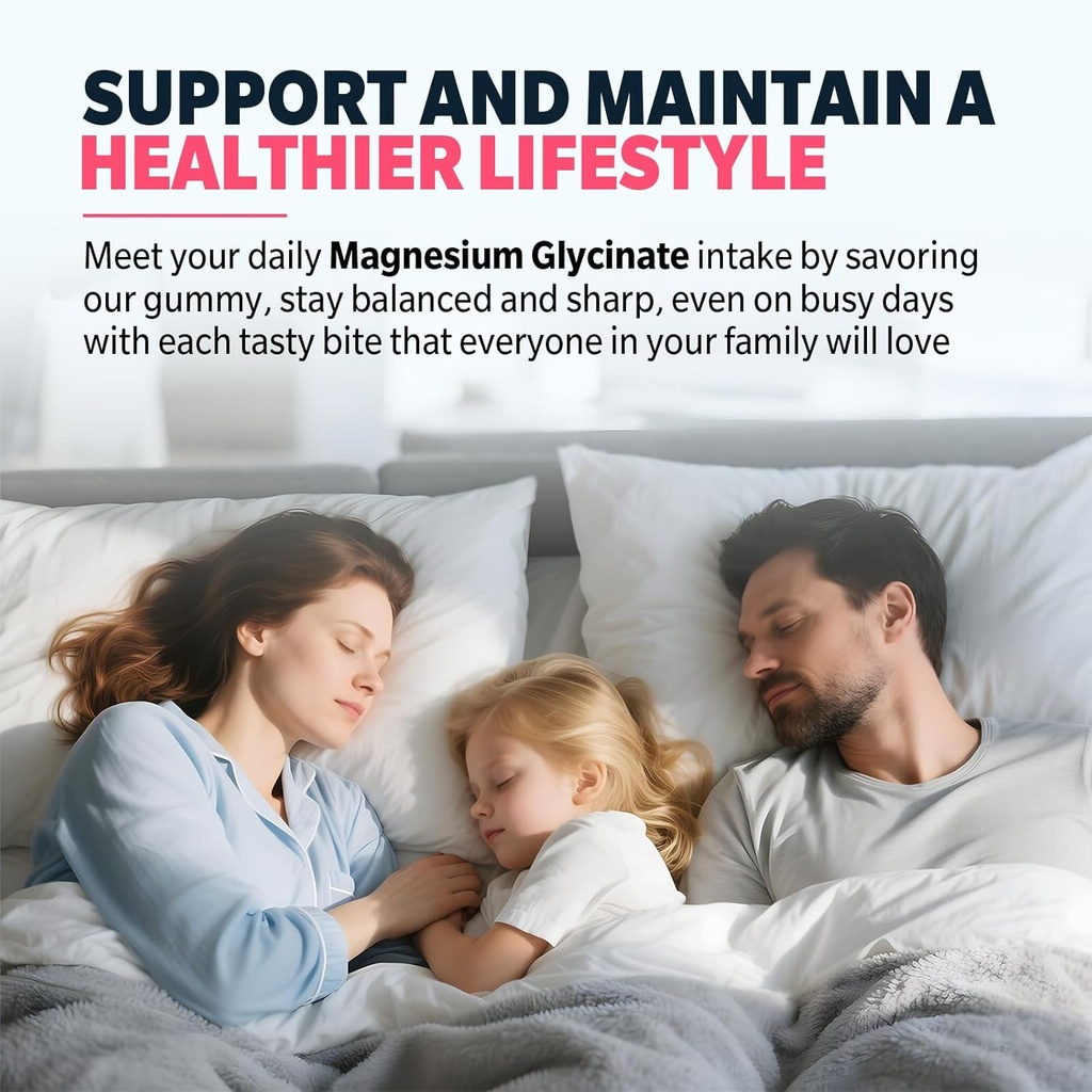 Magnesium Glycinate Gummies, High Absorption Magnesium Glycinate Supplements for Relaxation, Magnesium Chews for Adults and Kids, Raspberry Flavor 120 Count 6