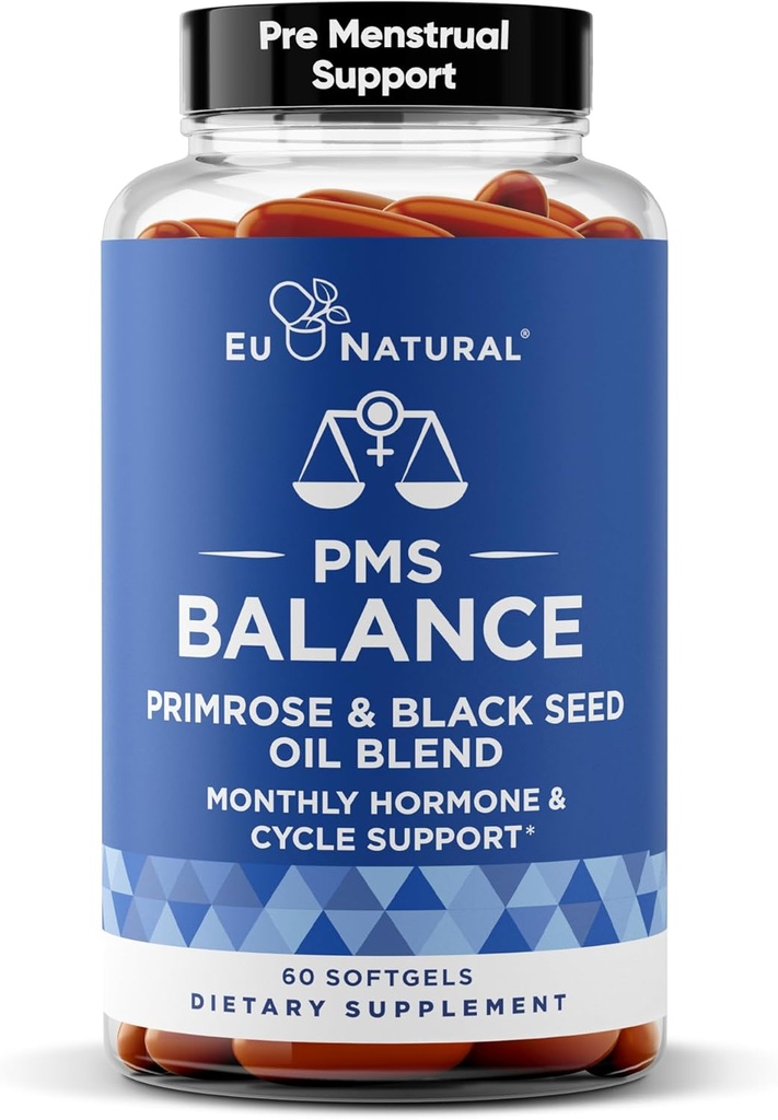 Balance PMS Vitamins for Women - Hormone Balance for Women, Menstrual Support - Primrose Oil, Black Seed Oil & DIM - 60 Liquid Softgels 2