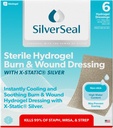 SilverSeal Burn and Wound Dressing, Hydrogel Pads with X-Static Silver, Soothing, Moist & Protective for Burns, Cuts & Wounds, 2" x 3" Sterile Dressings, 6 Count 2