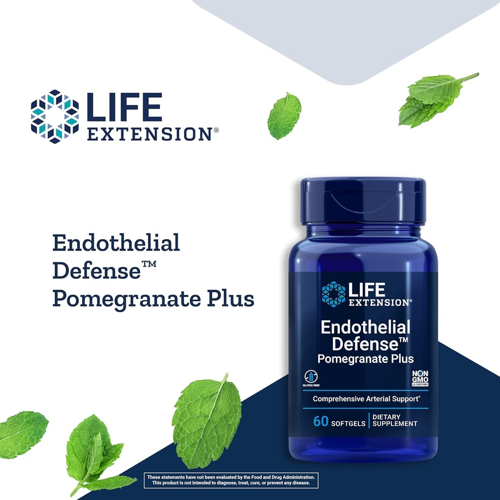 Life Extension Endothelial Defense Pomegranate Plus – Pomegranate Seed, Flower And Fruit Extract Formula Supplement for Heart and Endothelial Health – Gluten-Free, Non-GMO – 60 Softgels 4