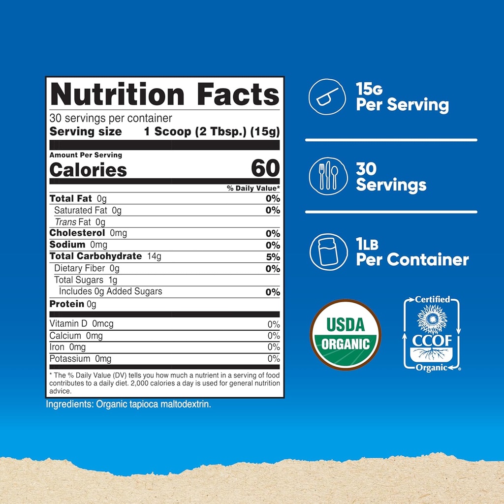 Nutricost Organic Maltodextrin Powder 1lb - Gluten Free, Non-GMO 3