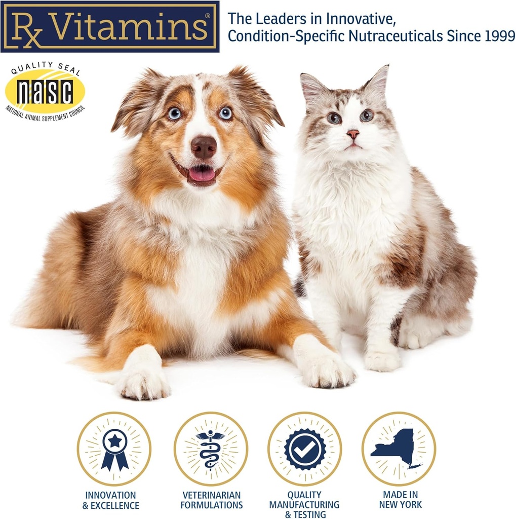 Rx Vitamins Liquid Immuno Dog and Cat Immune Support - L-Lysine for Cats - Reishi Mushroom Supplement for Dogs - Feline & Canine Immune System Support - Bacon Flavor - 4 oz 4