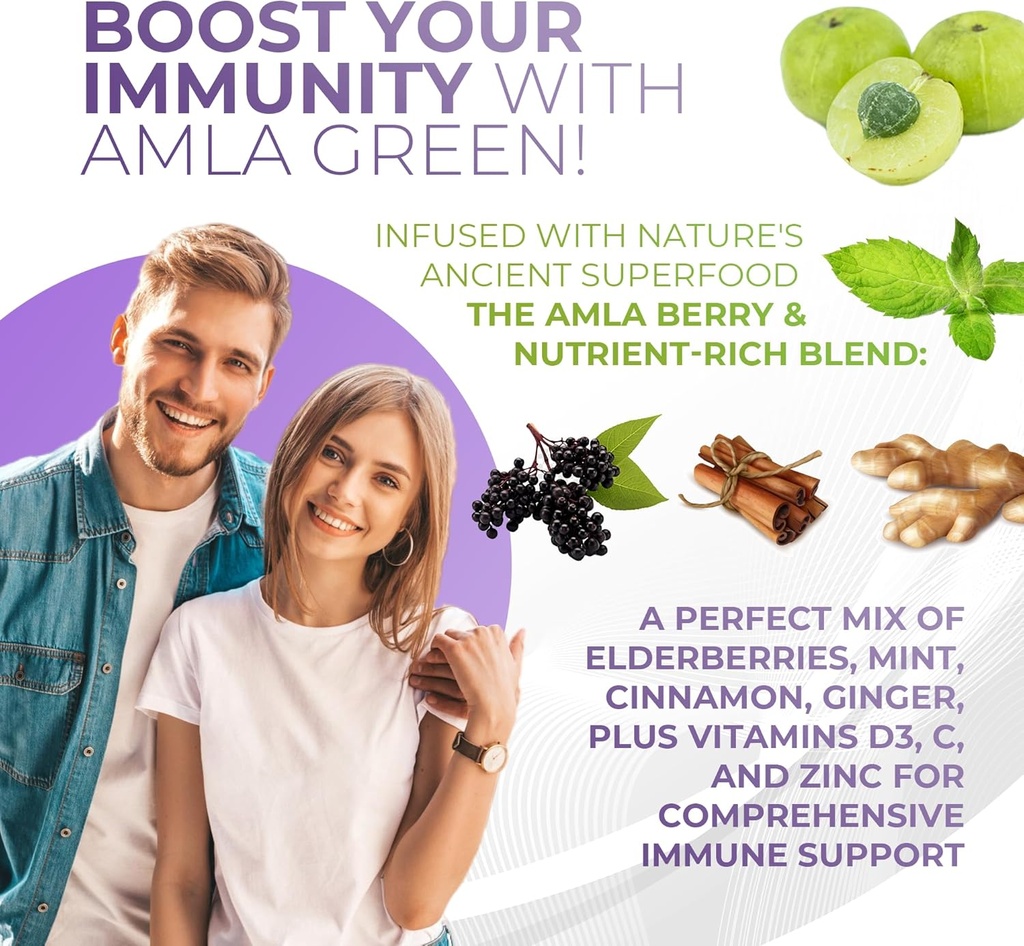 Amla Powder & Immunity Blend Superfood Supplement with Elderberry, 20x Ultra Concentrated Amla, Immune Support, Made with Ginger, Cinnamon, Peppermint, Indian Gooseberries, Immunity, 90 Servings 5