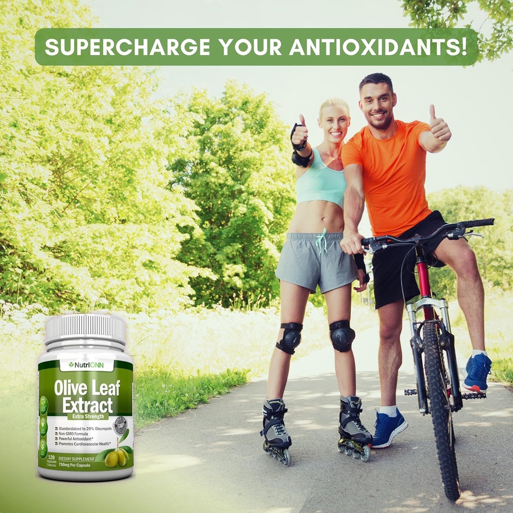 Olive Leaf Extract - 750 Mg - 120 Capsules - Extra Strength - 20% Oleuropein - Non-GMO Formula - Premium Quality From Pure Olive Leaves - Powerful Antioxidant - Great for Heart, Skin and Brain 4