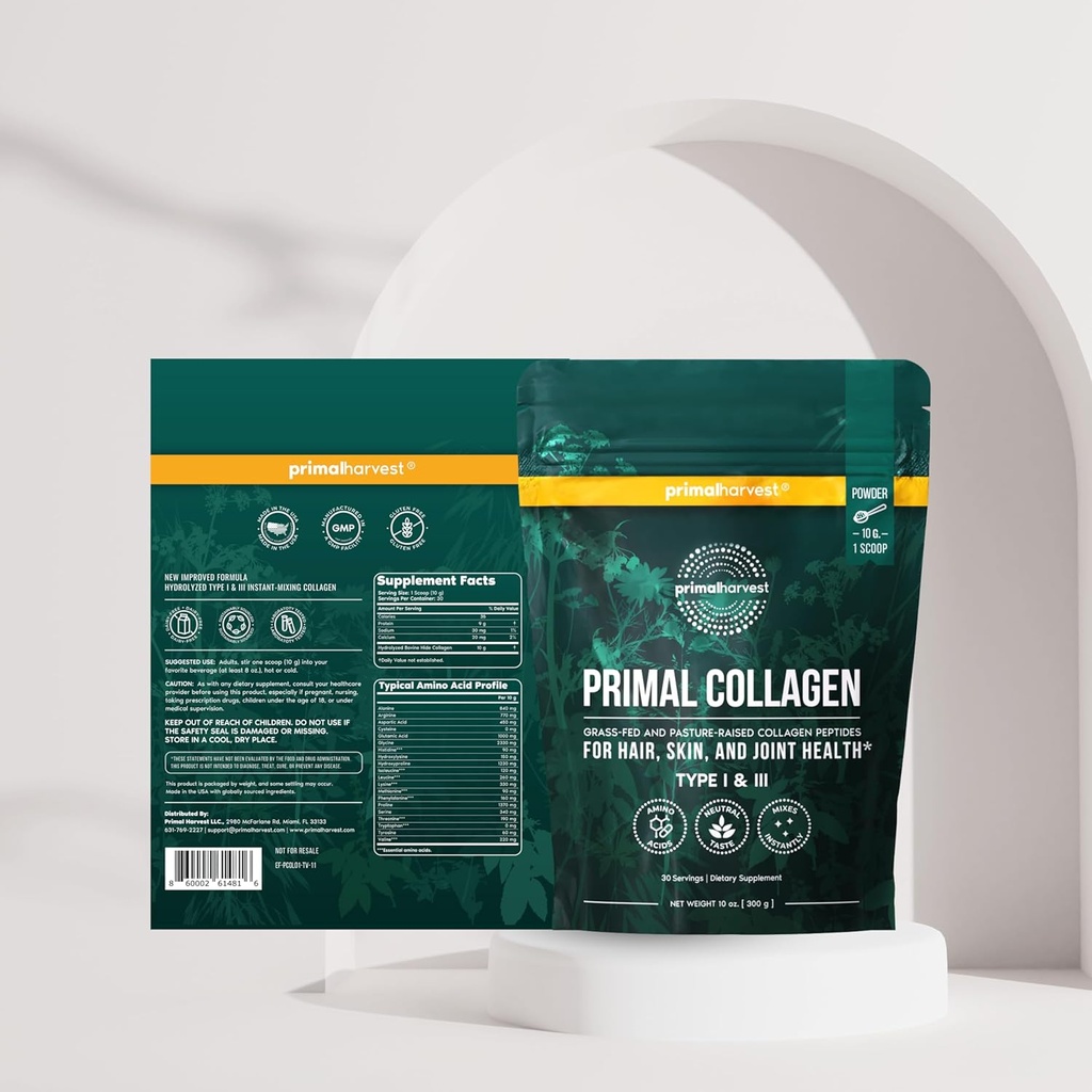 Primal Harvest Hydration Powder & Collagen Powder Supplements for Men, Bundle 5