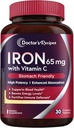 Doctor's Recipes Iron Supplement 65 mg with Vitamin C - Maximized Absorption & Stomach Friendly Iron Pills for Red Blood Cells Formation, Heart, Brain & Immunity Health - Vegan Non-GMO 30 Iron Tablets 2