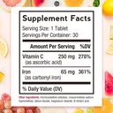 Doctor's Recipes Iron Supplement 65 mg with Vitamin C - Maximized Absorption & Stomach Friendly Iron Pills for Red Blood Cells Formation, Heart, Brain & Immunity Health - Vegan Non-GMO 30 Iron Tablets 3