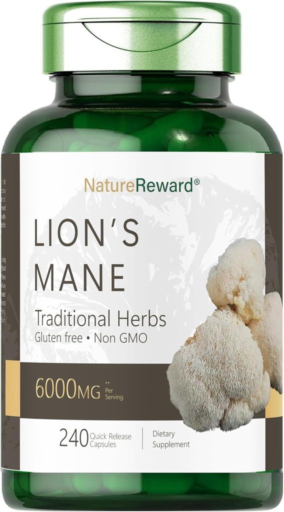 Lion's Mane 6000MG, Promotes Mental Clarity, Focus and Memory, Mushroom Supplement, Unflavored, 240 Capsules 2