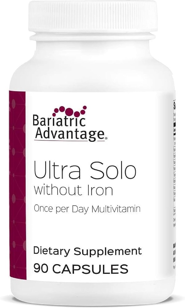 Bariatric Advantage Ultra Solo Without Iron - Once-Per-Day Daily Multivitamin - for Bariatric Patients - with Thiamin, Vitamin A & More - Gluten Free - 90 Capsules 2