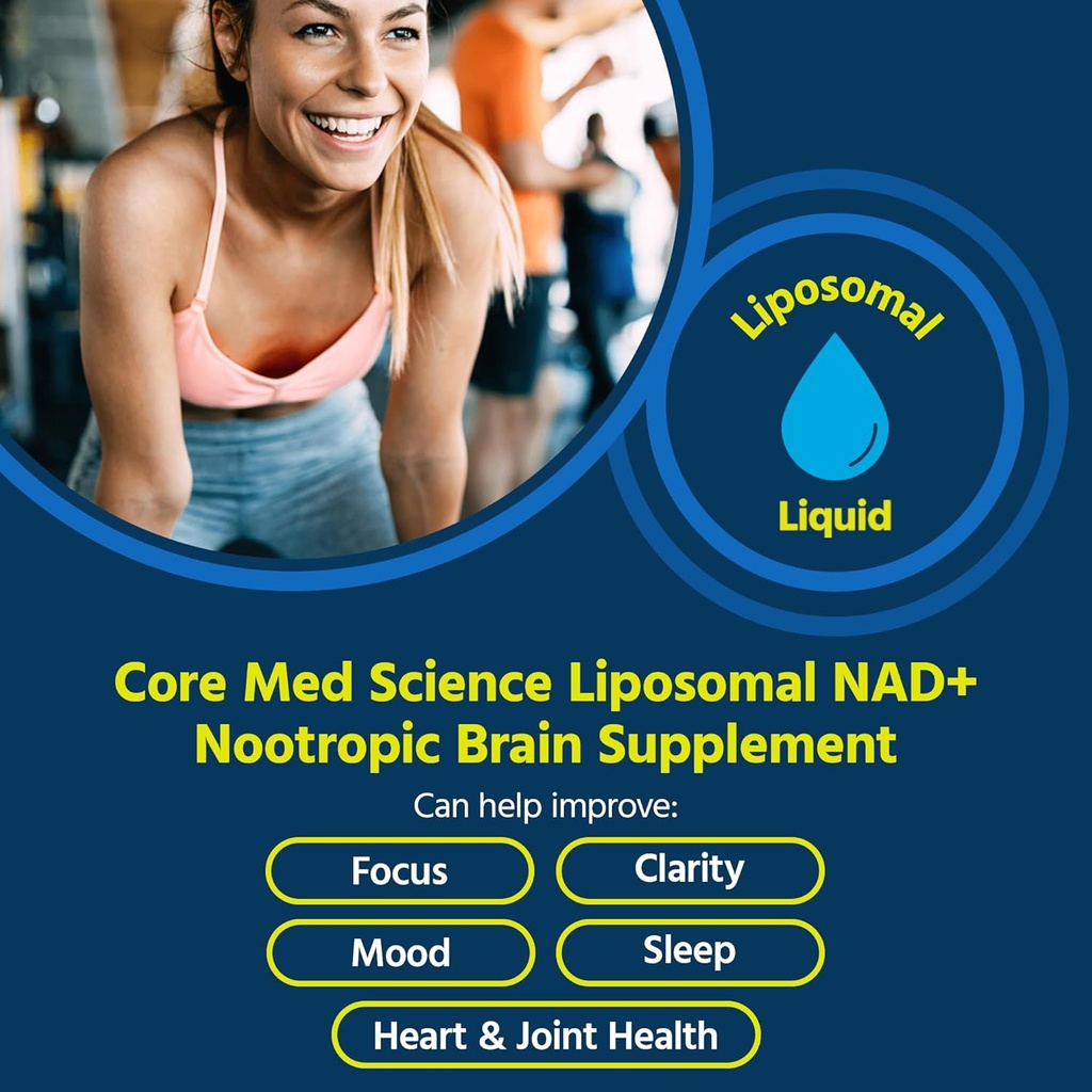 Core Med Science Liposomal NAD Supplement Liquid, 4 Fl Oz - NMN or Nicotinamide Riboside Alternative - Supports Healthy Aging & Energy Metabolism - Nicotinamide Adenine Dinucleotide Supplement 3