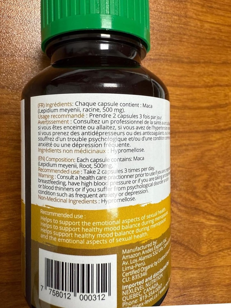 Black Maca Root Capsules l Organic Vegan Pills l 1500mg per Serving l Reproductive Health for Men l Natural Energy Booster l Adaptogen Function l Non GMO and Gluten Free l   Andes 5