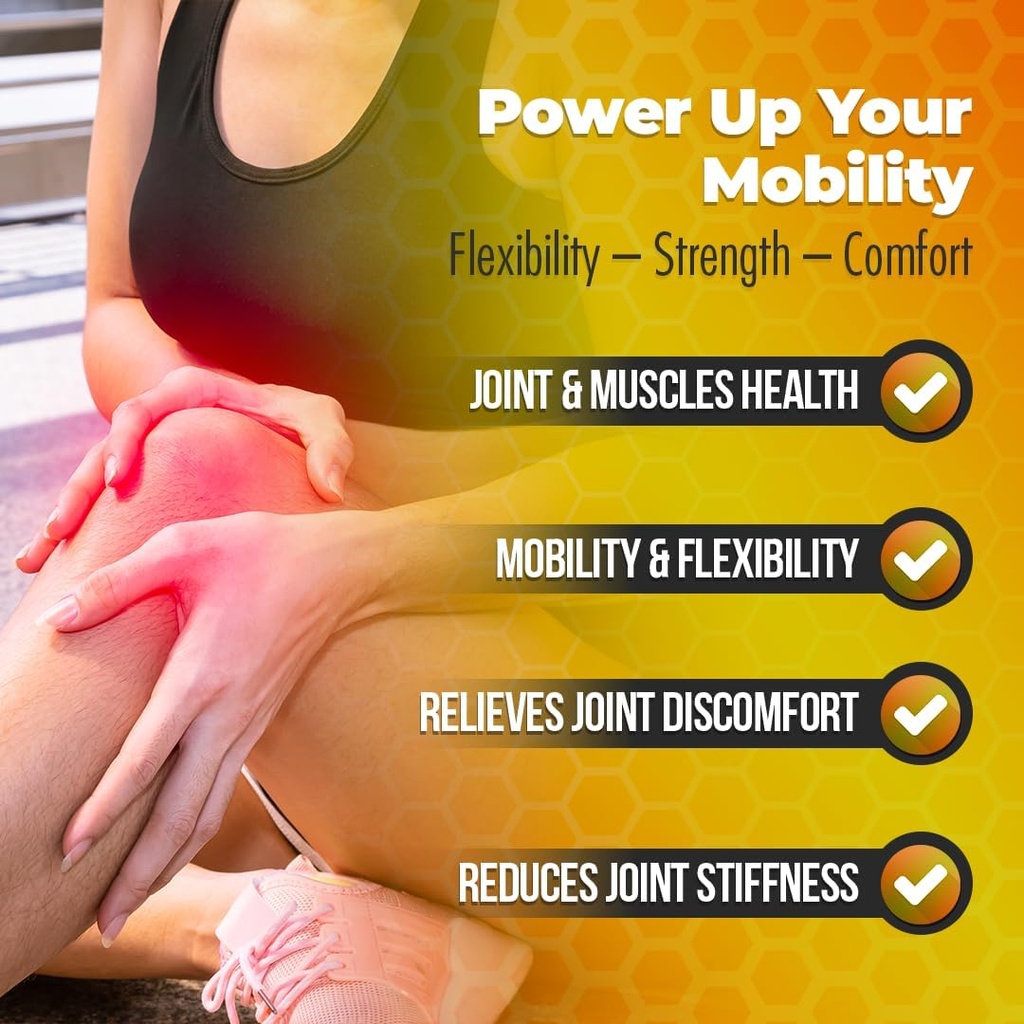 Bee Flex Joint Support Supplements - Glucosamine & Turmeric for Joint & Muscle Health, Enhanced Mobility, Flexibility, and Comfort - Natural Cartilage Support Complex - 60 Capsules (1) 4