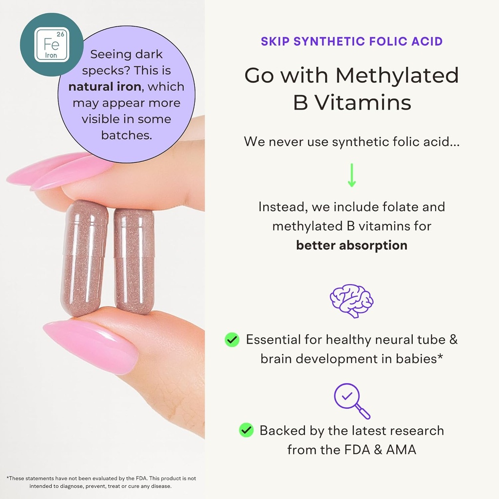 Whole Food Prenatal Vitamins (120 Capsules) Natural Support for Maternal and Fetal Health, Prenatal Multivitamin for Women with Choline, B Vitamins and More, Vegan, No Soy, Gluten or Dairy 6