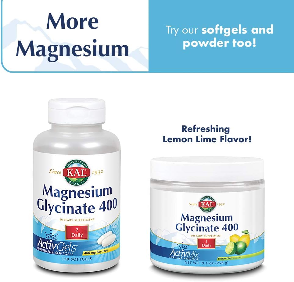 KAL® Magnesium Glycinate 400 mg | Chelated Magnesium Supplement | High Absorption, Gentle Digestion | Sugar Free Natural Orange Flavor | 120 Chewables 5