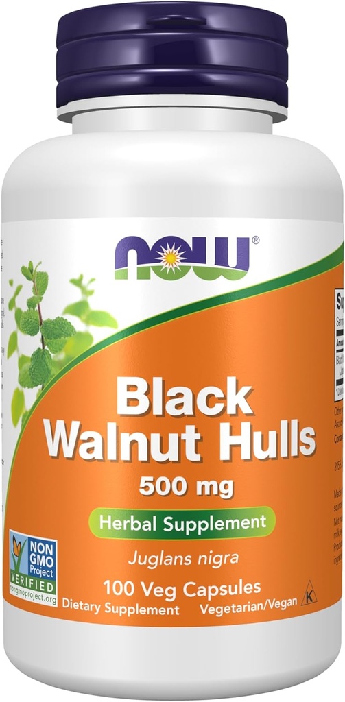 NOW Foods Supplements, Black Walnut Hulls (Juglans nigra) 500 mg, Herbal Supplement, 100 Veg Capsules 2