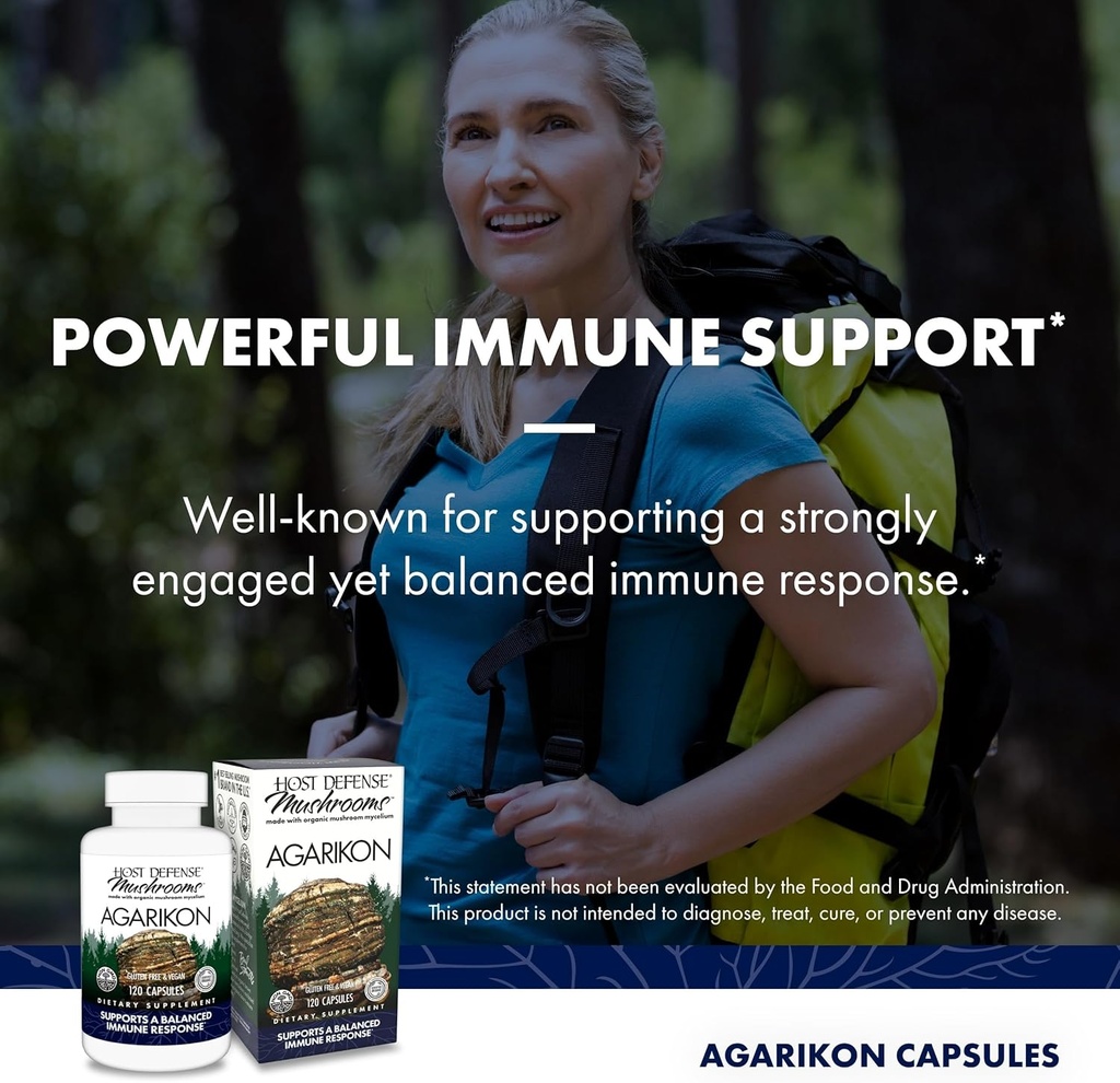 Host Defense Agarikon Capsules - Immune System Support Supplement - Mushroom Supplement to Aid Immune Functions & Cell Strength - Herbal Dietary Supplement - 120 Capsules (120 Servings)* 5