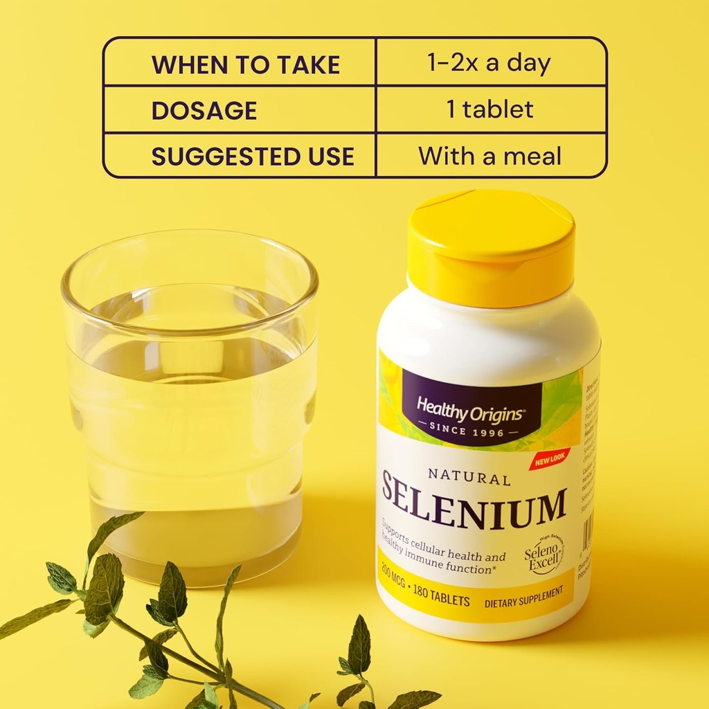 Healthy Origins Selenium 200 mcg (Seleno Excell, Fermented, Non-GMO, Gluten Free, Bladder Support, Immune Function, Cellular Support), 180 Tablets 6