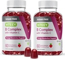 VITEEY Vitamin B Complex Gummies with Vitamin C, Sugar Free - Energy, Metabolism & Nerve Health - B6, B12, Folic Acid, Biotin - Vegan, Gelatin Free, GMO Free - Tasty Chewable Strawberry Flavored Gummy 2