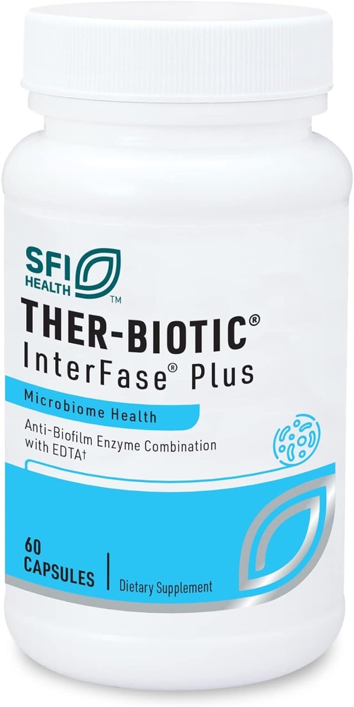 Klaire Labs SFI Health Interfase Plus - Enzyme Combination to Disrupt Biofilm Matrix + EDTA - Gastrointestinal System, Gut Flora, Biofilm & Detox Support (60 Capsules) 2