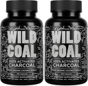 Wild Foods Activated Charcoal Capsules | 100% Organic Coconut Shells Active Tablets for Bloating Relief | Lab Tested & Non-GMO Detox Pills | USA (Two Bottles - 120 Capsules) 2