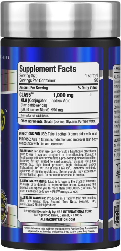 Allmax Nutrition - CLA (95% conjugated linoleic Acid) - 90 Softgels 4
