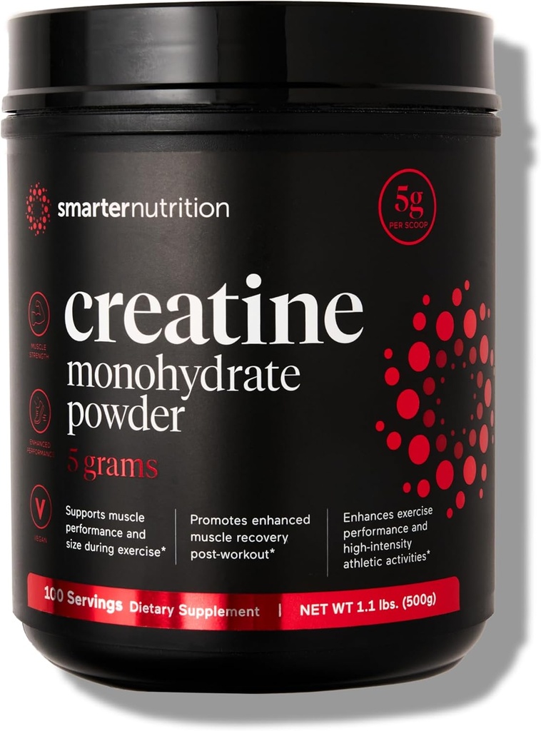 SMARTERNUTRITION Creatine Monohydrate Powder, 5000mg (5g) Per Serving - Creatine Powder for Women & Men, Unflavored, Pre-Workout & Post Workout Support for Muscle Mass & Hydration [100 Servings] 2