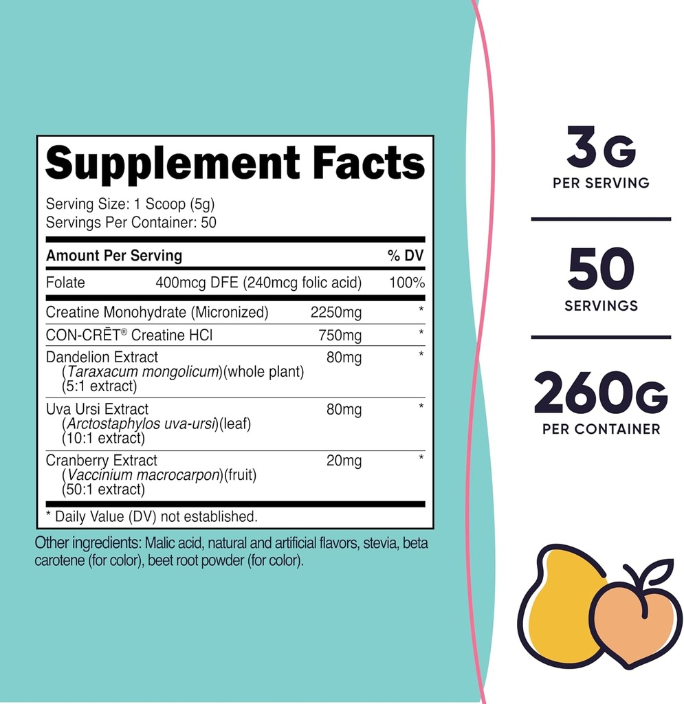 Nutricost Creatine Monohydrate Powder for Women, Micronized, Peach Mango Flavor, 50 Servings - Vegetarian, Non-GMO, Gluten Free 3