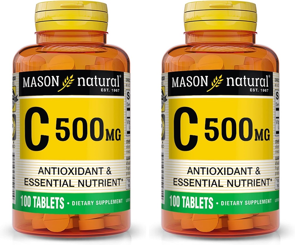 MASON NATURAL Vitamin C 500 mg - Supports Healthy Immune System, Antioxidant and Essential Nutrient, 100 Tablets (Pack of 2) 2