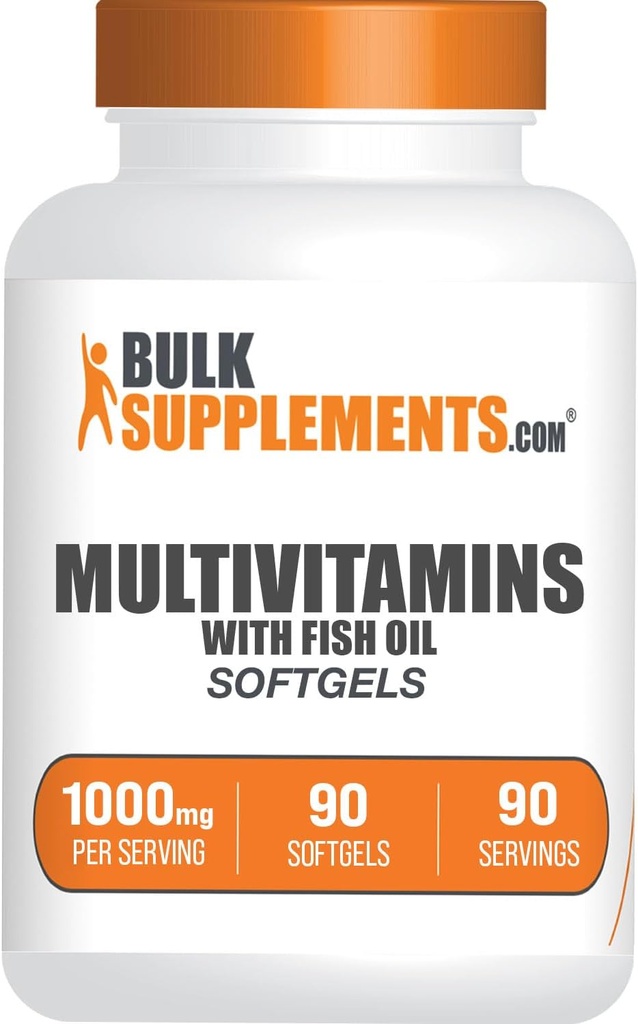 BulkSupplements.com Multivitamin Softgels - Daily Multivitamin, Multimineral Supplement, for Adults with Fish Oil - Gluten Free, 1 Softgel per Serving, 90 Count (Pack of 1) 2