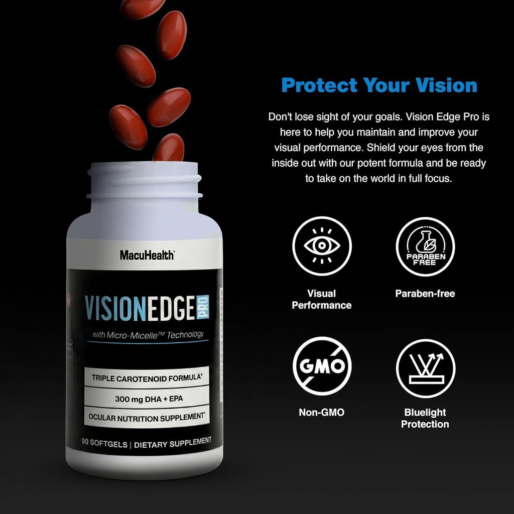 Eye Supplement for Athletes; Formula with Lutein, Zeaxanthin, and Meso-Zeaxanthin, Eye Supplements Omega 3, Essential Carotenoids for Eyes - (90 Softgels, 3 Month Supply) 3