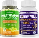 NEVISS Women & Men's 50+ Multivitamin Gummy and Melatonin 60mg Bundle 2