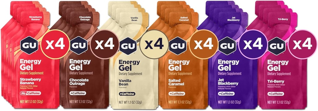 GU Energy Original Sports Nutrition Energy Gel, Vegan, Gluten-Free, Kosher, and Dairy-Free On-the-Go Energy for Any Workout, 24-Count, Assorted Flavors 2