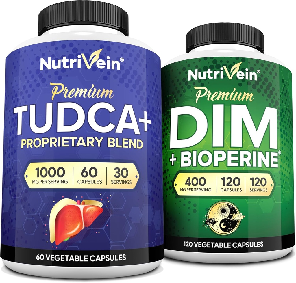Nutrivein Premium TUDCA and DIM Supplement Bundle: High-Absorption TUDCA Supplement and DIM for Detox, Balance, and Well-Being 2