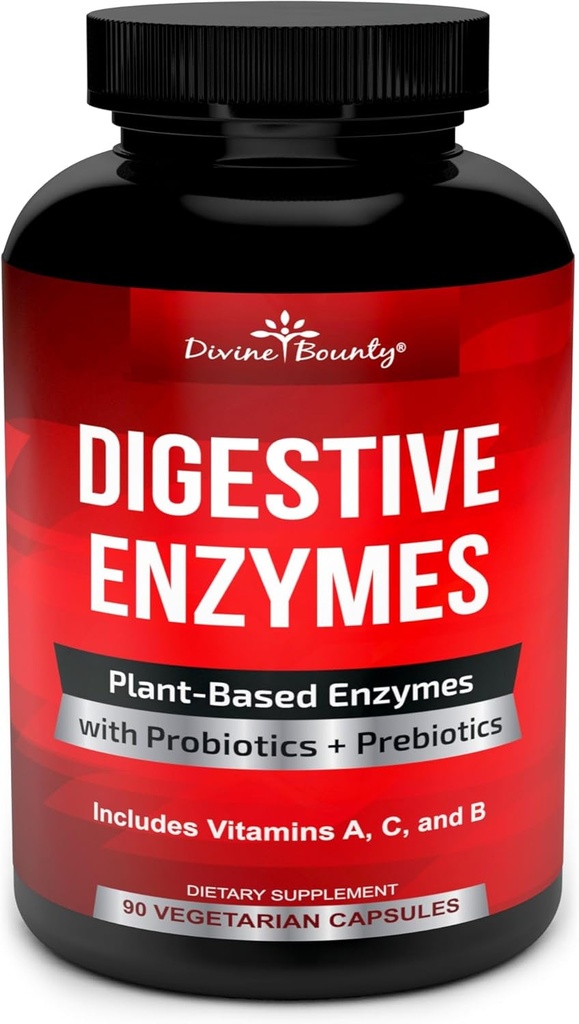 Divine Bounty Digestive Enzymes with Probiotics & Prebiotics with Lipase, Amylase, Bromelain - Support a Healthy Digestive Tract for Men and Women – 90 Vegetarian Capsules 2