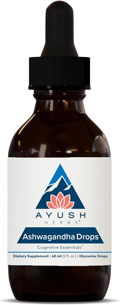 Ayush Herbs Ashwagandha Drops - Ashwagandha Alcohol-Free Drops for Adults, Calming Daily Supplement for Focus & Attention with Organic Ashwagandha, Lemon Flavor - 2 Fl Oz (80 Servings) 2