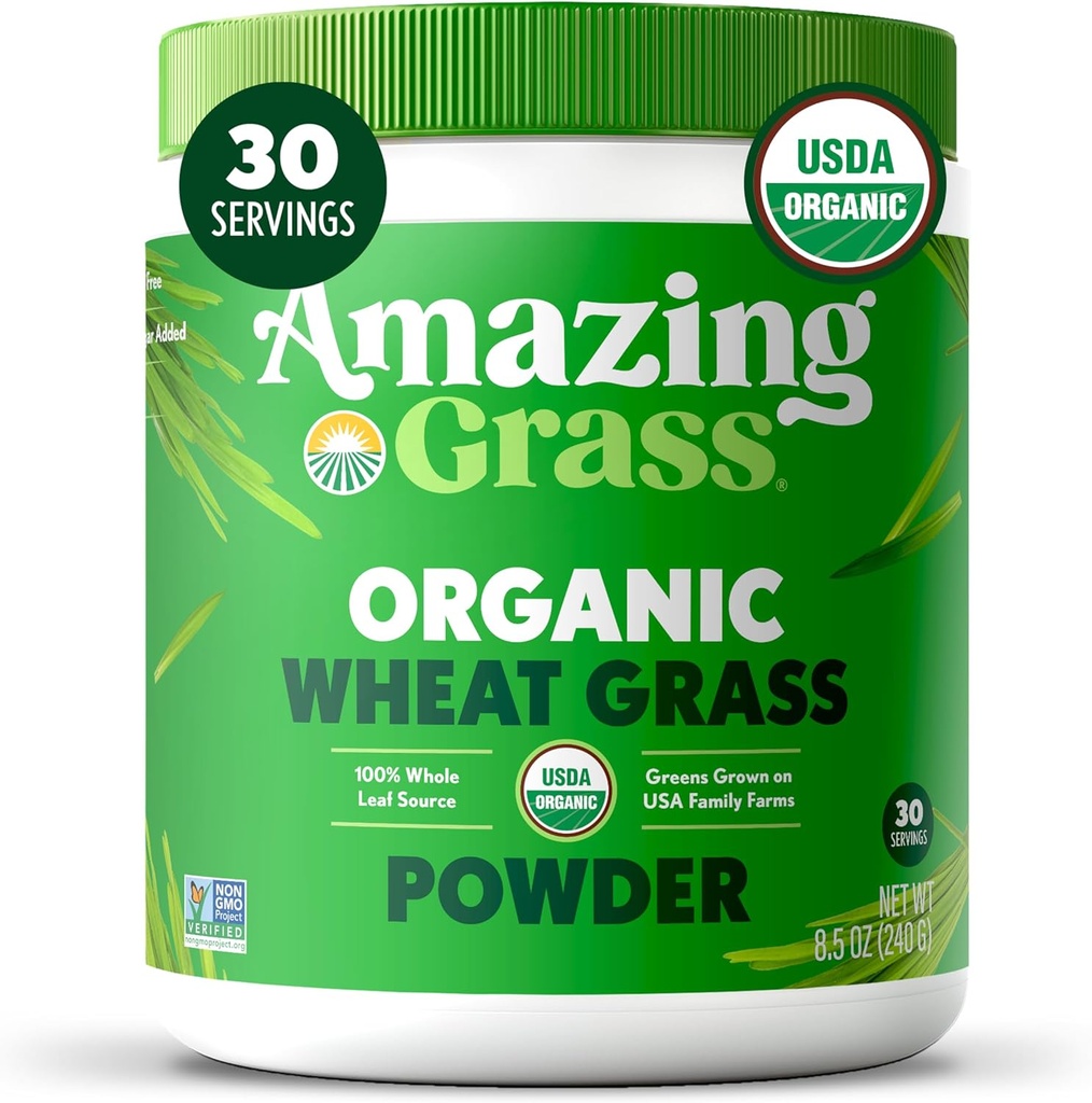 Amazing Grass Wheat Grass Powder: 100% Whole-Leaf Wheat Grass Powder for Energy, Detox & Immunity Support, Chlorophyll Providing Greens, 30 Servings 2